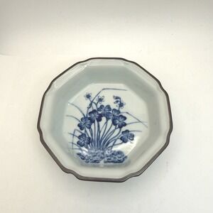 Japanese Kiyomizu-yaki Octagonal Bowl - Signed Tōraku (Morisato) - Blue & White